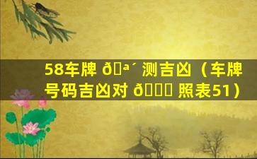 58车牌 🪴 测吉凶（车牌号码吉凶对 🐈 照表51）